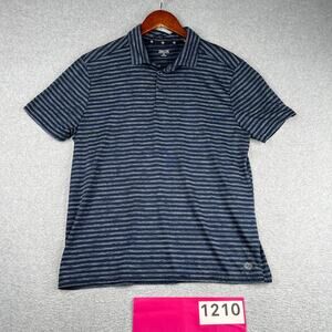 Zelos Performance Navy Striped Polo Shirt Mens Medium Stretch Casual